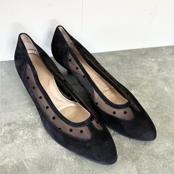 Beautifeel black varin kitten heels Swiss dot leather suede size 9.5 (EU 41) - Picture 1 of 6